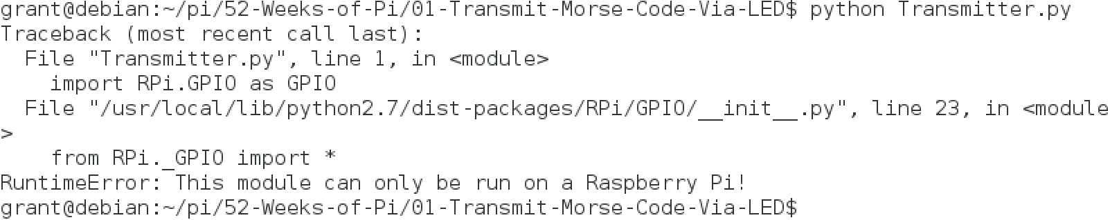 debian - gpio exception msg