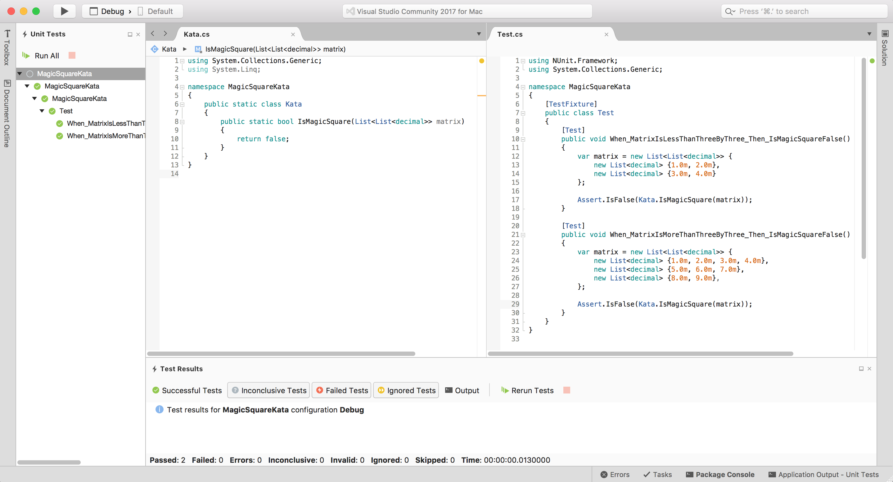 visual studio for mac unit test project