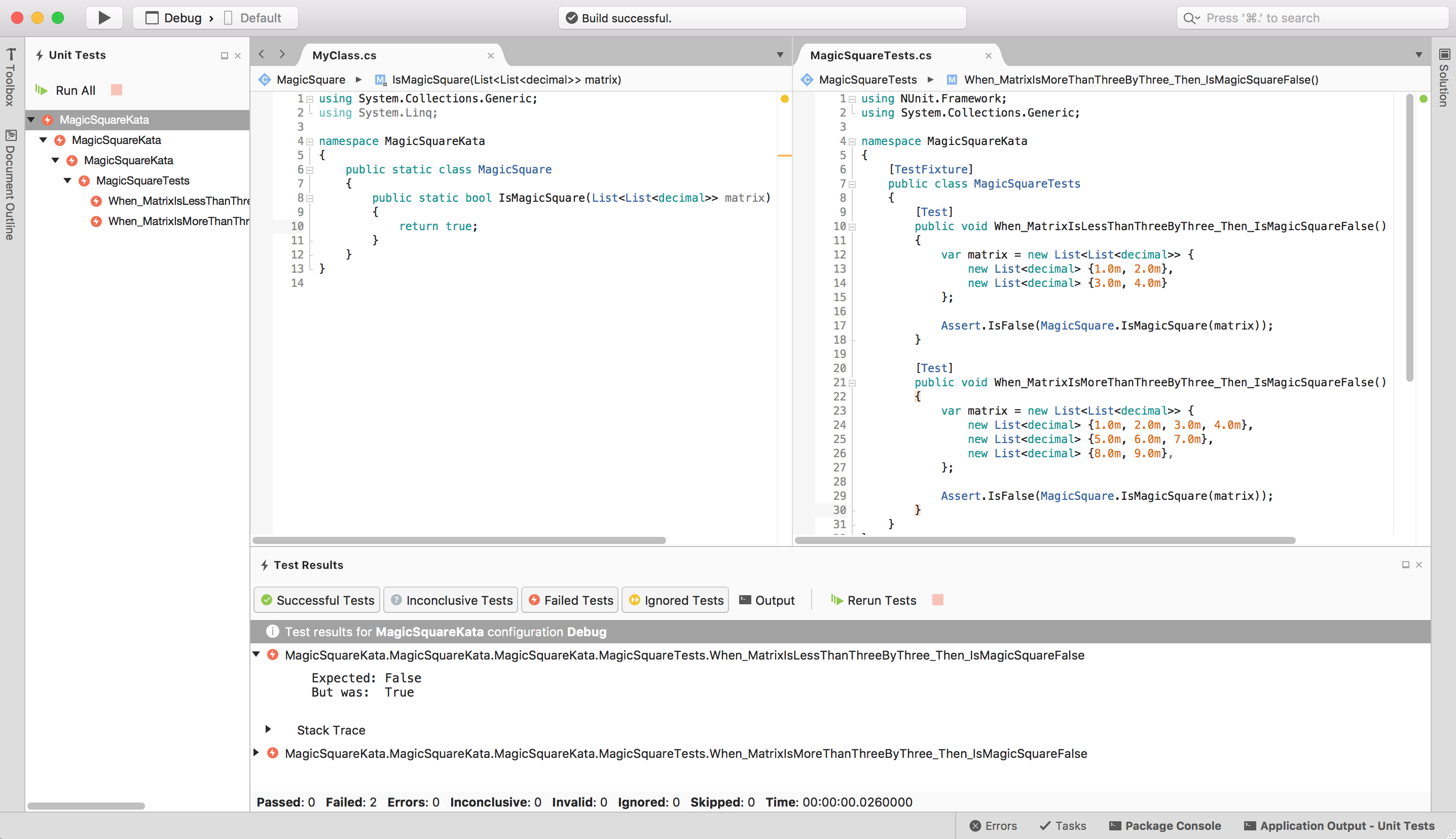 unit testing c# visual studio for mac