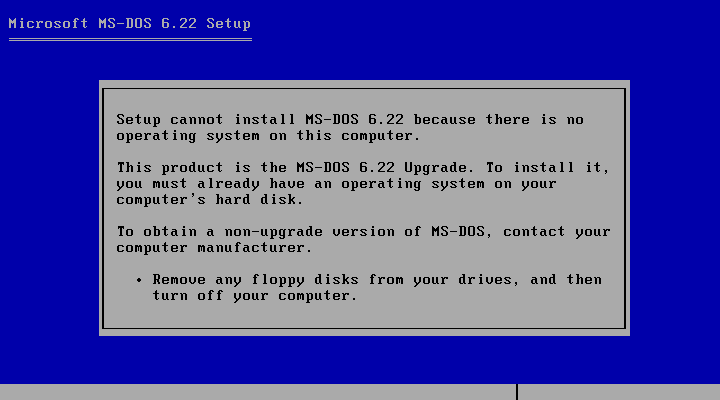 Installing DOS 6.22 in VMware Player