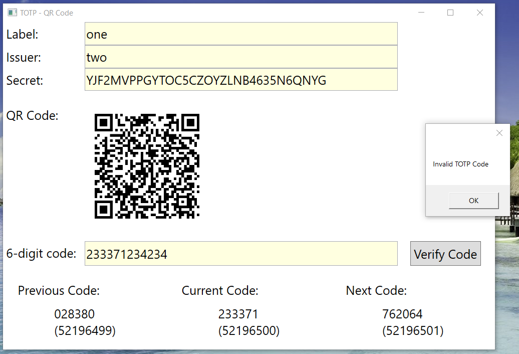 How to generate and verify TOTP 2FA codes (in C#)