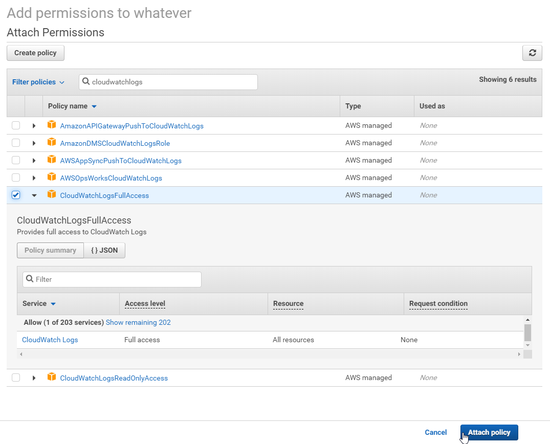 How to enable logging for an AWS Lambda job