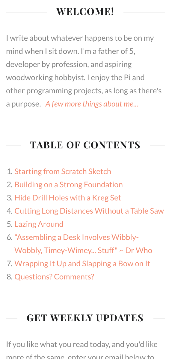Creating a Table of Contents for your blog