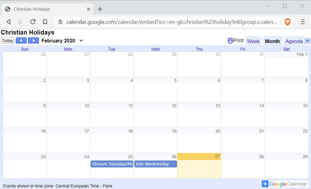 How to find the iCal address for a public Google calendar