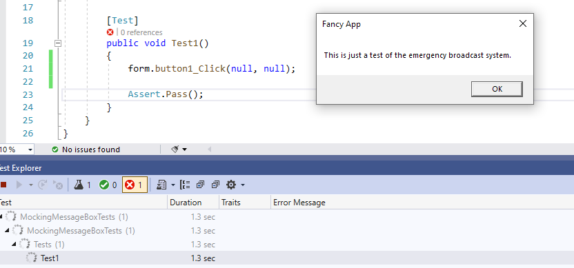 Mocking MessageBox (or any static class) in WinForms