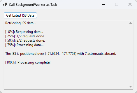 Turning a BackgroundWorker into a Task with TaskCompletionSource