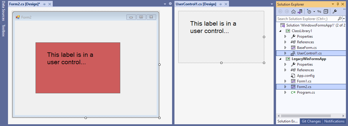 Why doesn't VS 2022 show my WinForms UI at design time?