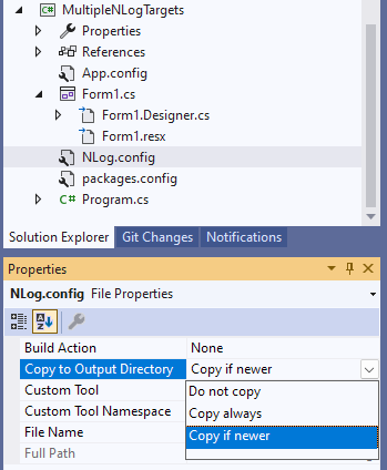 How to log messages to multiple targets with NLog