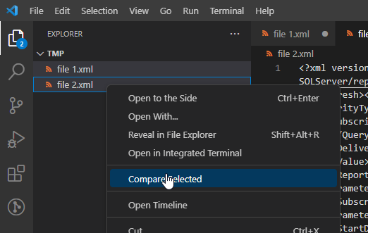 Can I compare files using VS Code?