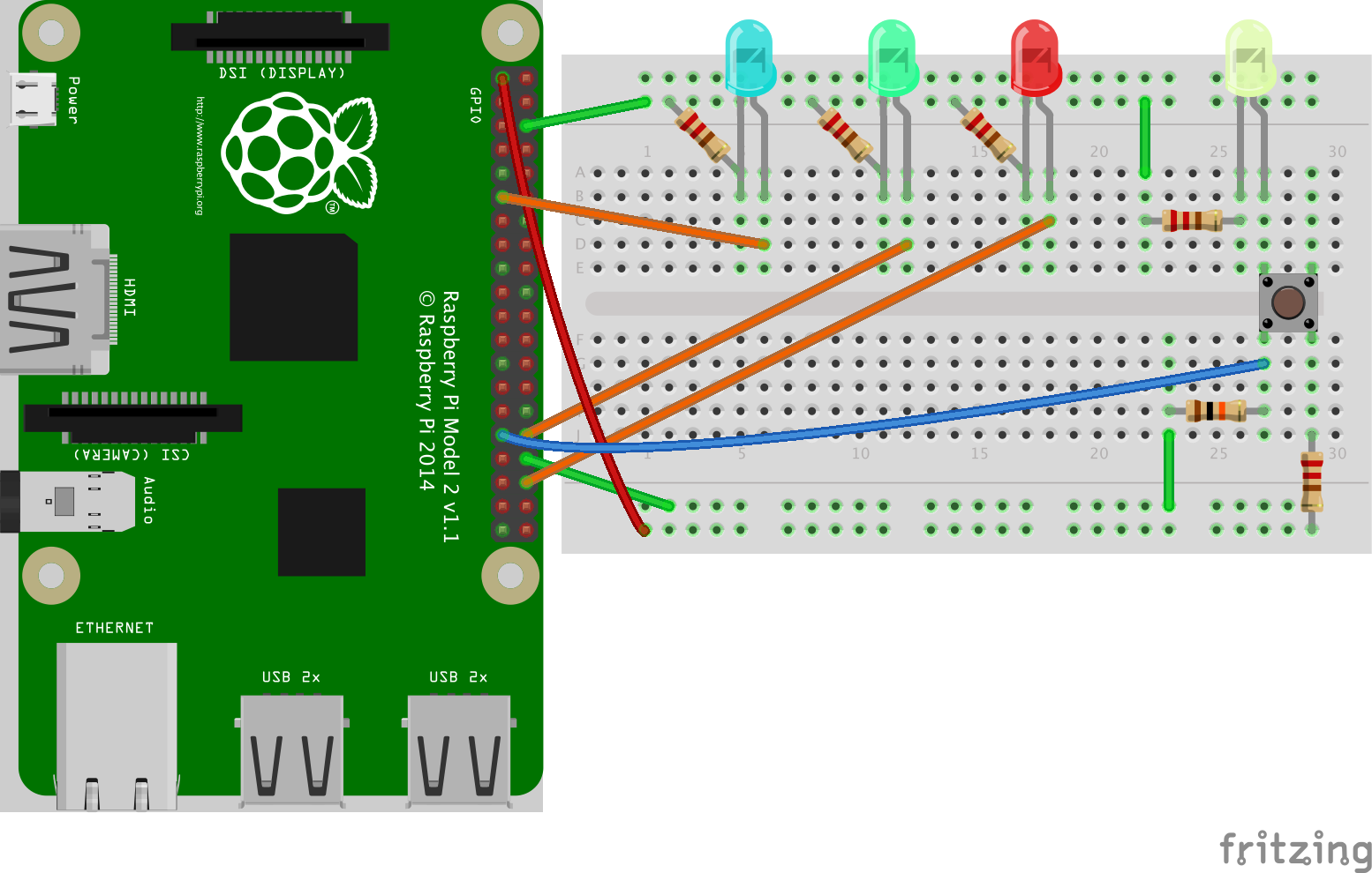 Morse Code Button Click Fritzing Diagram